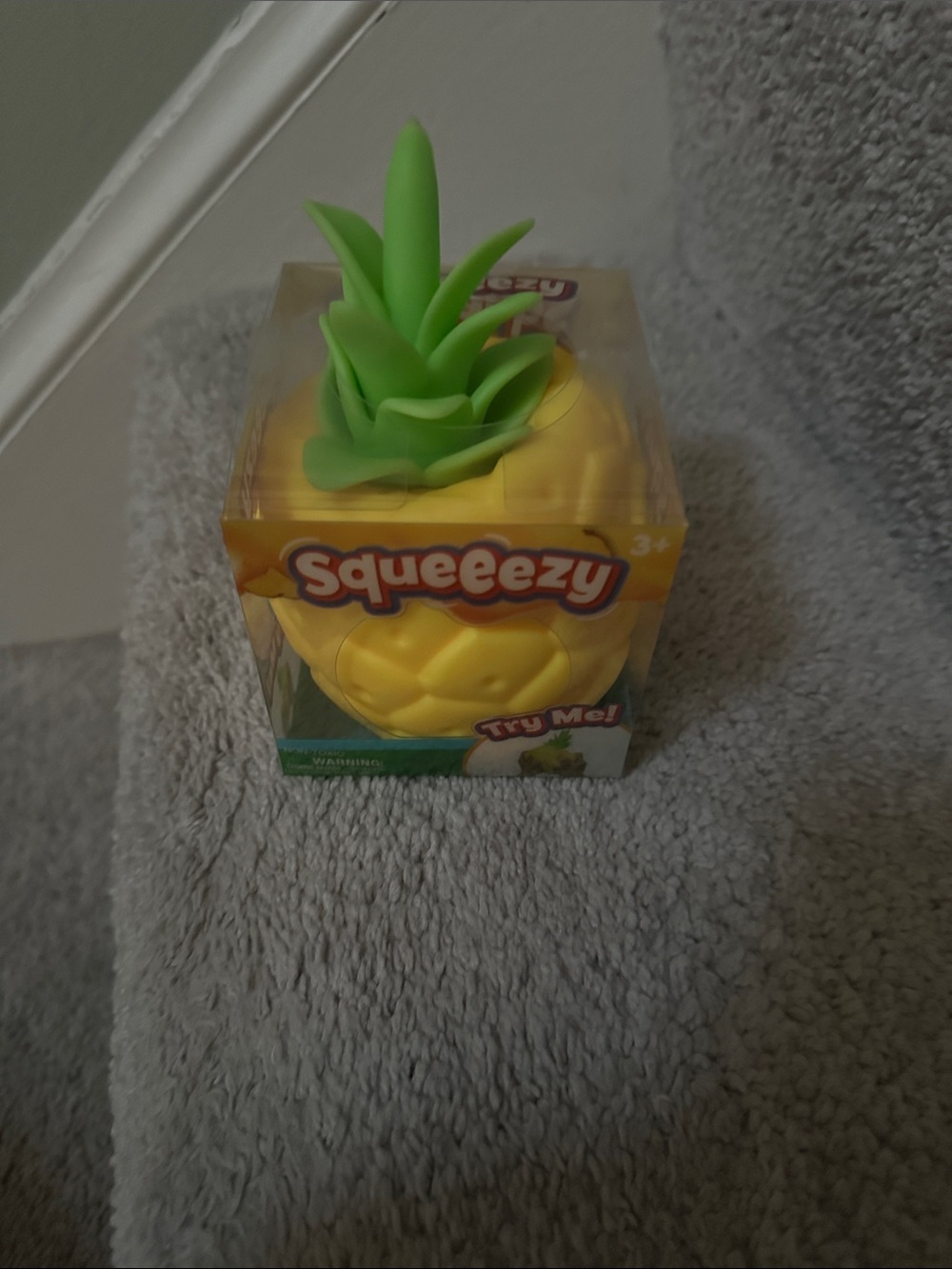 Squeezy Yellow Pineapple Squishy Toy with Green Top - Squeeze